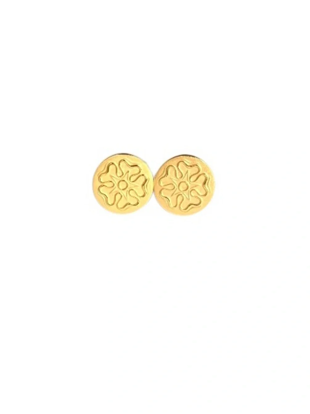 Men’s Cuff Links Gold Tone | Round Engraved Classic Design | T-Bar Fastening